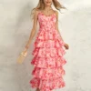 Women Floral Layered Ruffle Dress